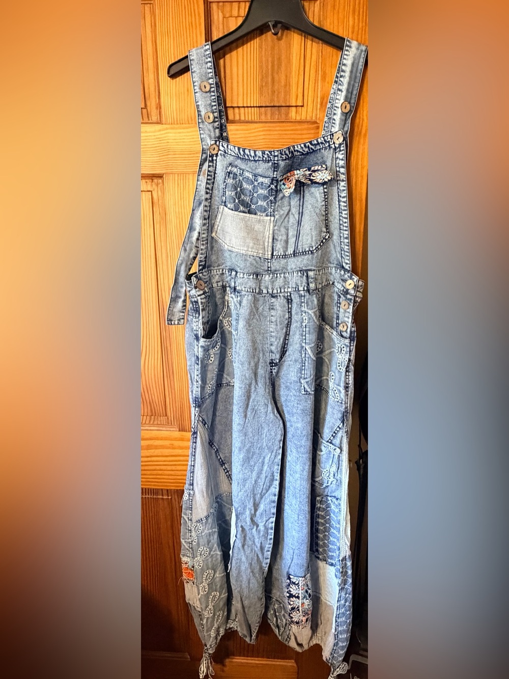NWOT Women’s Saving Grace Oli & Hali patchwork Denim Overalls Jumpsuit - Blue